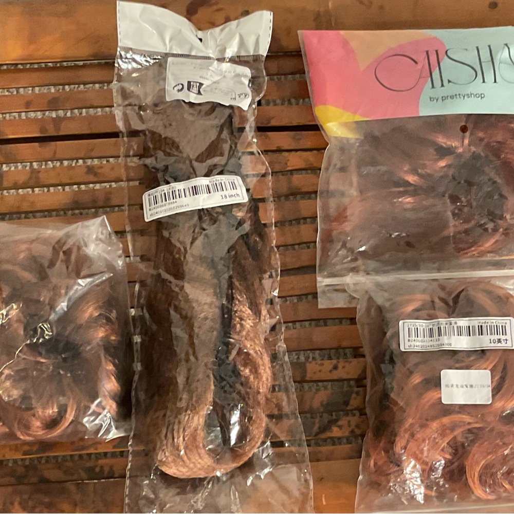 Copper/Auburn Wavy Hair pieces Long Synthetic